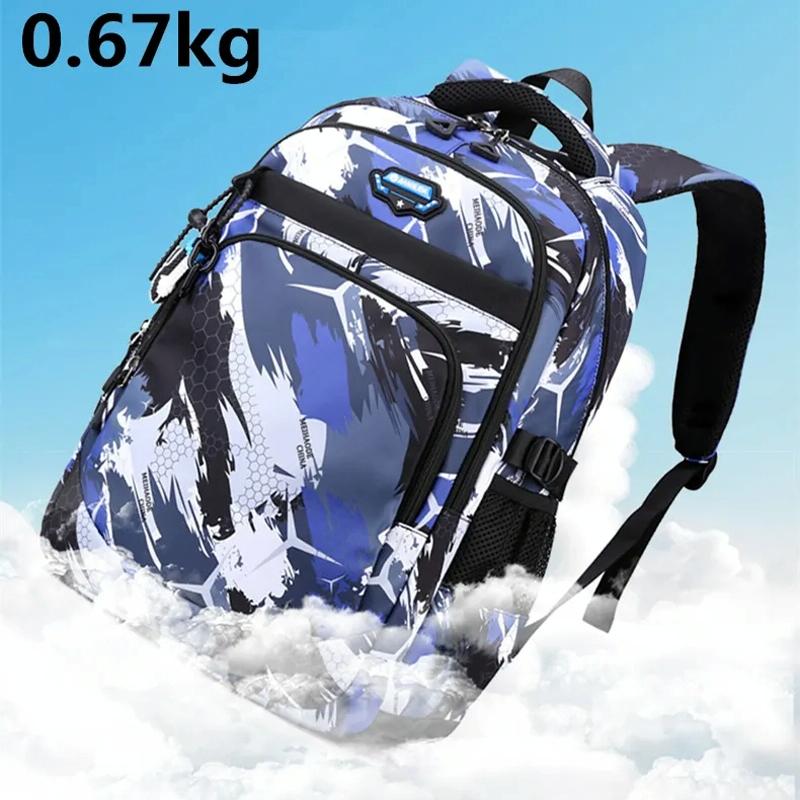 Lightweight 2-in-1 Backpack and Chest Bag for Men - Blue Football - Orange Honeycomb