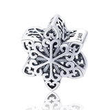 925 Sterling Silver Snowflake Beads For Diy Bracelets & Necklaces - Front View