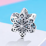 925 Sterling Silver Snowflake Beads For Diy Bracelets & Necklaces - Side View