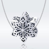 925 Sterling Silver Snowflake Beads For Diy Bracelets & Necklaces - Rear View