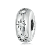 925 Sterling Silver Pointed Star Zircon Bracelet - Front View