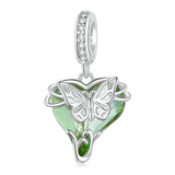 925 Sterling Silver Green Butterfly Pendant For Diy Bracelets - Front View