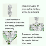 925 Sterling Silver Green Butterfly Pendant For Diy Bracelets - Top-Down View