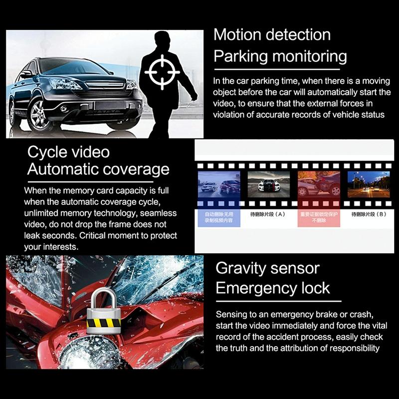 Hd Dual Camera Car Dash Cam with Night Vision and Wifi