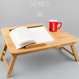 Foldable Laptop Desk for Bed - Lazy Computer Table with Card Slot - Top-Down View