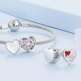 925 Sterling Silver Heart Bracelet With Openable Gift Box - Top-Down View