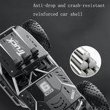Charging Remote Control Car Toy For Kids - Small Green Off-Road Vehicle - Close-Up Angle