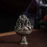 Small Vintage Copper Incense Burner - Bronze Ornament - Front View