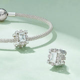 925 Sterling Silver Flower Zirconia Bracelet In Plating - Front View