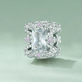 925 Sterling Silver Flower Zirconia Bracelet In Plating - Side View