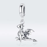 925 Sterling Silver Drogon Dinosaur Charm For Diy Bracelets - Side View