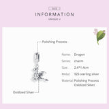 925 Sterling Silver Drogon Dinosaur Charm For Diy Bracelets - Rear View
