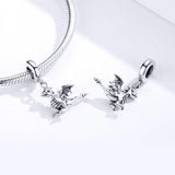 925 Sterling Silver Drogon Dinosaur Charm For Diy Bracelets - Close-Up Angle