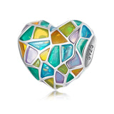 925 Sterling Silver Colorful Heart Beads For Diy Bracelets & Necklaces - Front View