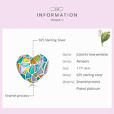 925 Sterling Silver Colorful Heart Beads For Diy Bracelets & Necklaces - Top-Down View
