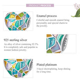 925 Sterling Silver Colorful Heart Beads For Diy Bracelets & Necklaces - 45-Degree Angle
