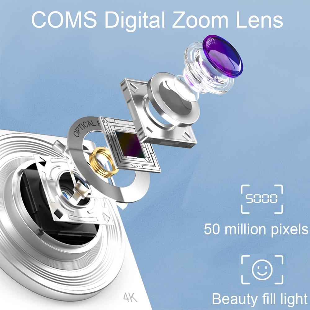 4k 8x Optical Zoom Telescopic Lens Digital Camera - White 2.88 Inch