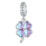 925 Sterling Silver Symphony Clover Pendant For Diy Bracelets - Front View