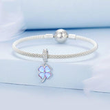 925 Sterling Silver Symphony Clover Pendant For Diy Bracelets - 45-Degree Angle