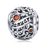 925 Sterling Silver Diy Birthstone Bracelet & Necklace Set January Style - January - Front View