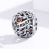 925 Sterling Silver Diy Birthstone Bracelet & Necklace Set January Style - January - Side View