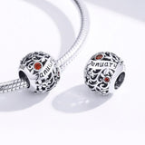 925 Sterling Silver Diy Birthstone Bracelet & Necklace Set January Style - January - Top-Down View