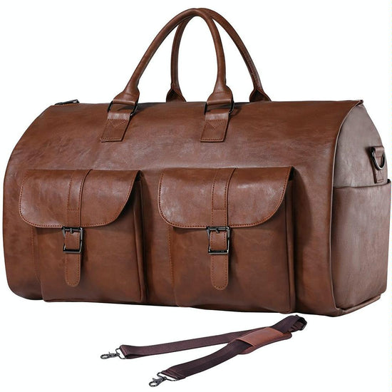 Compact Duffel Bag with Shoe Storage - Brown