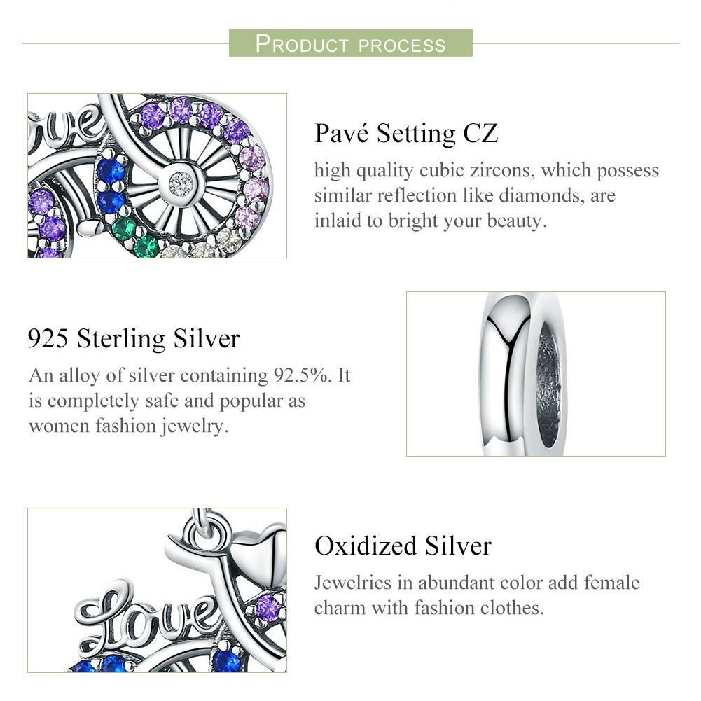925 Sterling Silver Bicycle Pendant With Zircon Beads For Diy Bracelets Style - Pendant