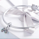 925 Sterling Silver Bicycle Pendant With Zircon Beads For Diy Bracelets Style - Pendant - Close-Up Angle