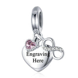 925 Sterling Silver Endless Heart Zircon Bracelet Pendant - Front View