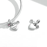 925 Sterling Silver Endless Heart Zircon Bracelet Pendant - Top-Down View