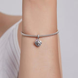 925 Sterling Silver Endless Heart Zircon Bracelet Pendant - Rear View