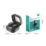 Black Wireless Earphones with Charging Case - Side View