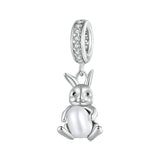 925 Sterling Silver Platinum Rabbit Pearl Bracelet - Front View