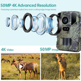 50mp / 4k Mini Wildlife Hunting Camera with Night Vision - Rear View