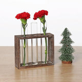 Minimalist Hydroponic Glass Vase with Wooden Frame for Coffee Shop Decor - Rear View