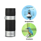 Compact 7X18 Monocular Telescope For Hunting Golf Hiking And Bird Watching - Crosshairs - Top-Down View