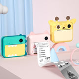Instant Camera for Kids with Dual-lens Mini Print Green Dinosaur Design - Green Dinosaur No Card - Low Angle