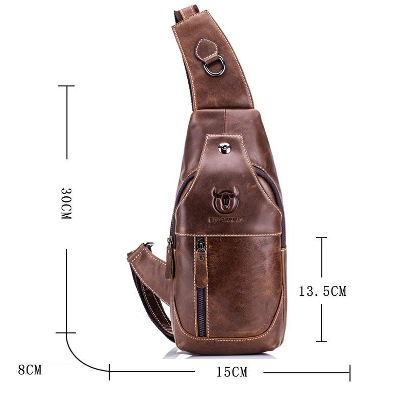 Retro Leather Crossbody Chest Bag Chestnut Brown