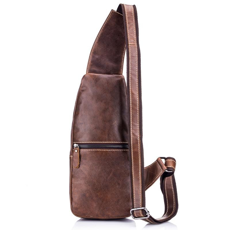 Retro Leather Crossbody Chest Bag Chestnut Brown