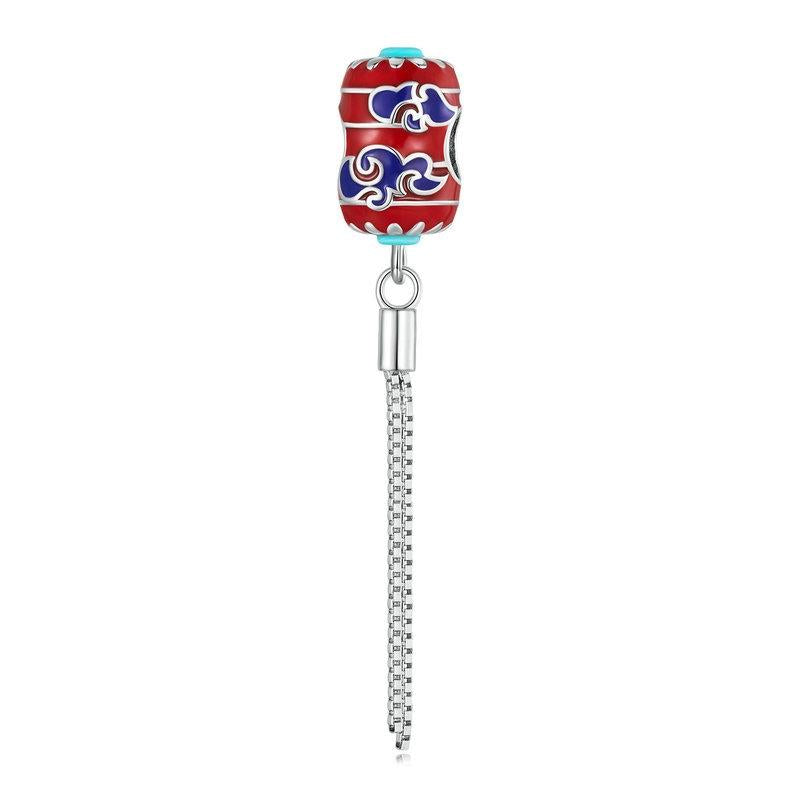 925 Sterling Silver Red Lantern Bracelet With Auspicious Clouds Bead