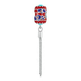 925 Sterling Silver Red Lantern Bracelet With Auspicious Clouds Bead - Front View