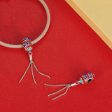 925 Sterling Silver Red Lantern Bracelet With Auspicious Clouds Bead - Side View