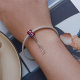 925 Sterling Silver Red Lantern Bracelet With Auspicious Clouds Bead - Close-Up Angle