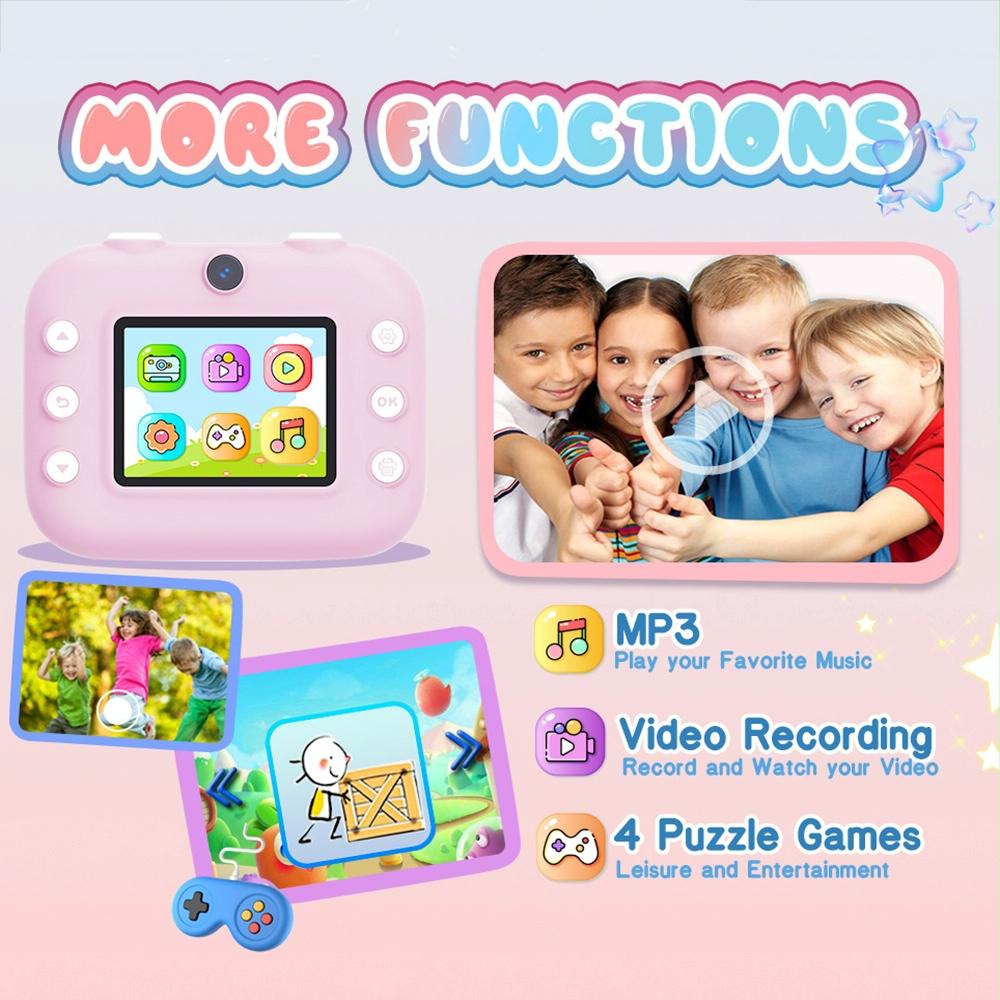 Blue Children'S Thermal Camera With Dual-Camera 1080P Hd 2400W Pixel 2.4-Inch Display - Pink