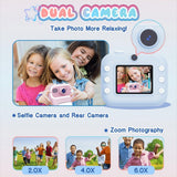 Blue Children'S Thermal Camera With Dual-Camera 1080P Hd 2400W Pixel 2.4-Inch Display - Pink