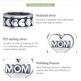925 Sterling Silver Mothers Love Bead For Diy Bracelet Perfect Mother'S Day Gift Style - Bead - 45-Degree Angle