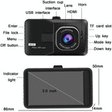 1080P Hd 3.0 Wide-Angle Driving Recorder With Reversing Image - Compact Size - 45-Degree Angle
