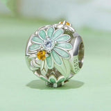925 Sterling Silver Green Gradient Daisy Bee Bracelet - Side View