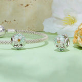 925 Sterling Silver Green Gradient Daisy Bee Bracelet - 45-Degree Angle